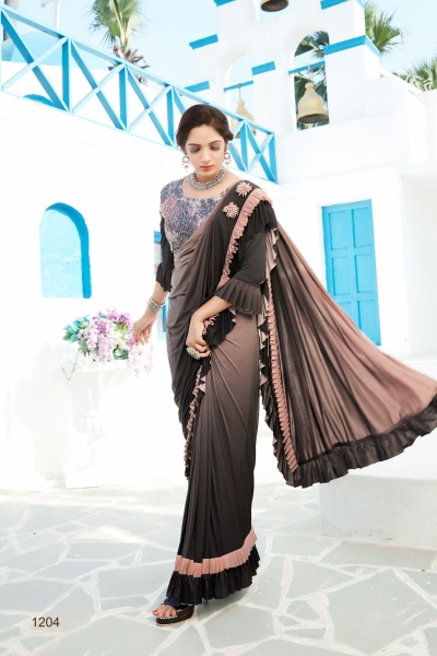 Party wear ruffle saree 1204