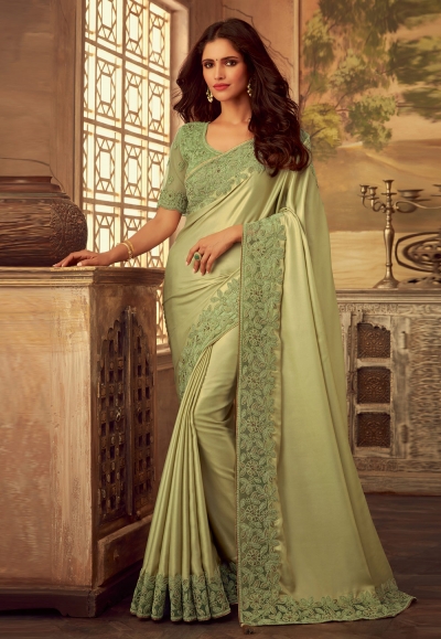 Light green silk festival wear saree 5106