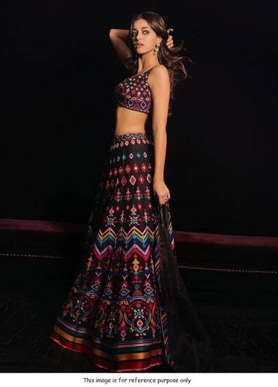 Bollywood Ananya Pandey Black banglori silk lehenga