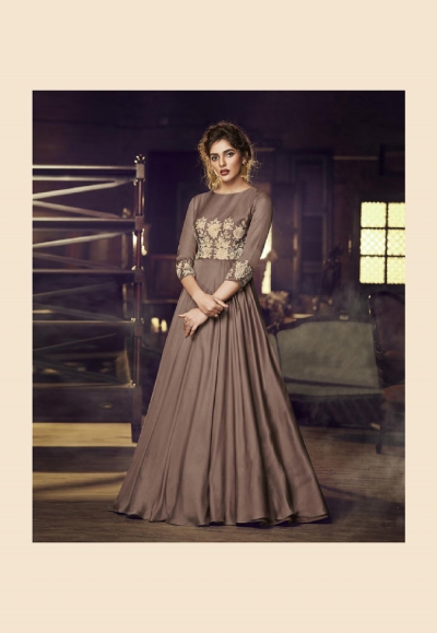Premium Net Light Brown Straight Suit Anarkali Bottom
