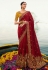 Maroon barfi silk embroidered party wear saree Palash9030