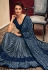 Blue lycra saree with blouse 11318