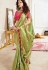 green pink art silk traditional saree 10040