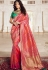 pink green art silk traditional saree 10029