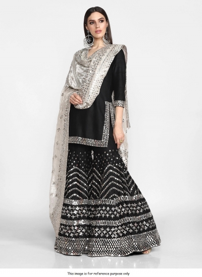 Bollywood Inspired silk Black wedding sharara set