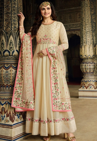 prachi desai cream art silk anarkali suit 11761