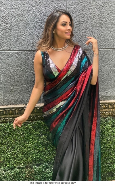 Bollywood Anita Hassanandani Inspired Multi sequins saree