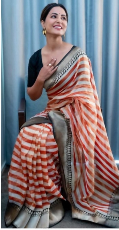 Bollywood Hina Khan Banaras Handloom Silk saree