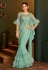 Sea green lycra frilled party wear saree 5811