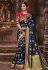 Navy blue banarasi silk festival wear saree 96645