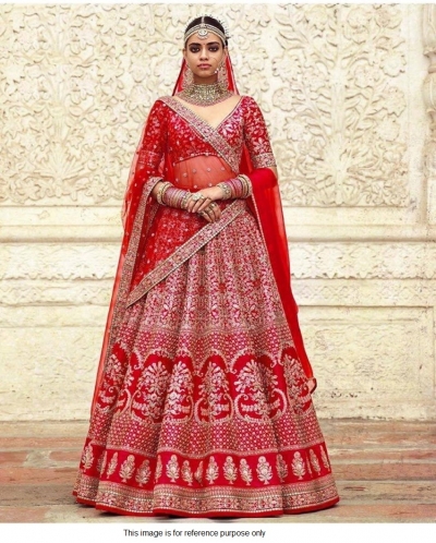 Sabyasachi Inspired Red bridal silk lehenga choli