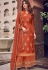orange jacquard embroidered palazzo suit 6707