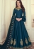 dark blue art silk embroidered long anarkali suit 9073