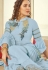 blue muslin embroidered palazzo suit 11001