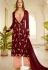 maroon pink embroidered palazzo suit 11002
