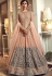 peach net embroidered floor length anarkali suit 6501