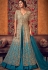 beige blue net embroidered lehenga style anarkali suit 6507