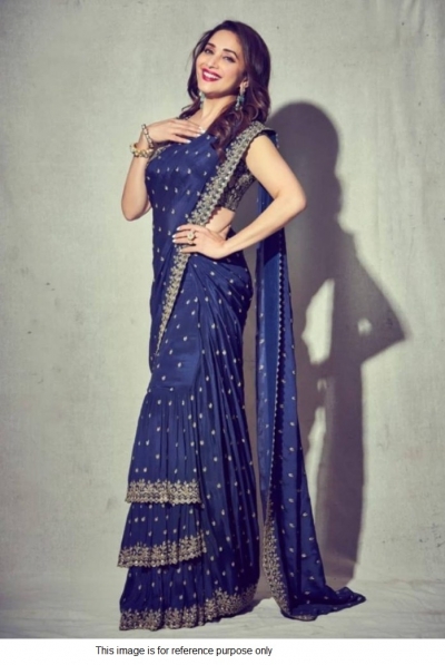 Bollywood Madhuri Dixit inspired georgette ruffle saree