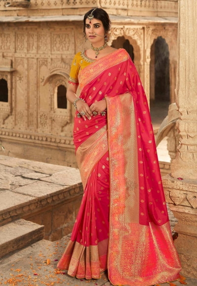 Pink silk festival wear saree 13338