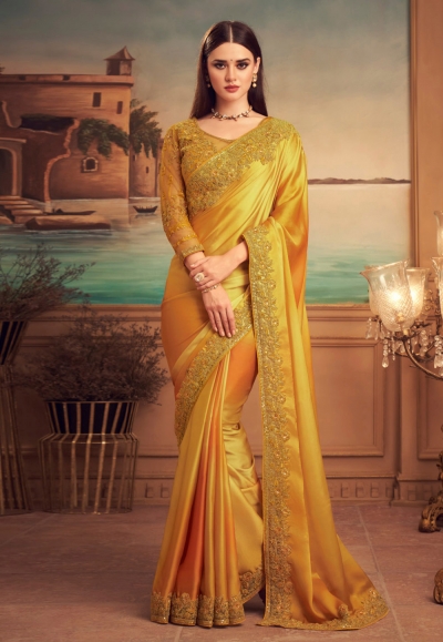 Mustard silk saree with blouse 25002