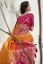 Orange banarasi silk saree with blouse 10090