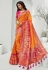 Orange banarasi silk saree with blouse 10090
