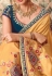 Yellow silk embroidered party wear saree 1069