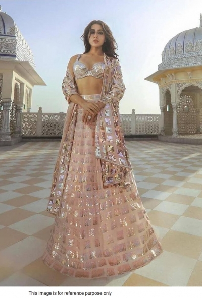 Bollywood Sara Ali khan Inspired light pink sequins lehenga