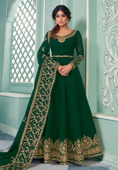 Shamita shetty green georgette abaya style anarkali suit 8339