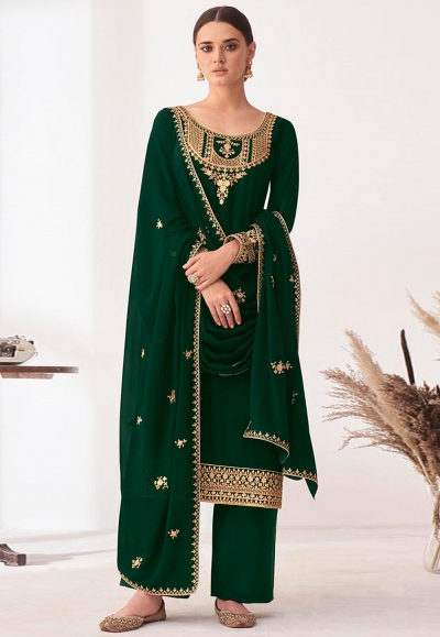 Green georgette palazzo suit 8393