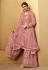 Pink jacquard silk embroidered kameez with palazzo 6704