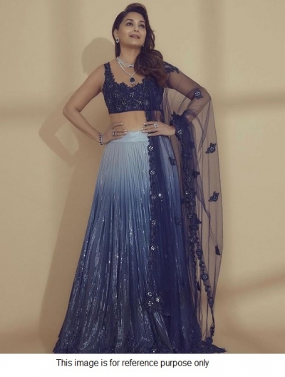 Bollywood Madhuri Dixit Inspired blue sequins lehenga