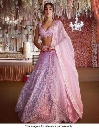 Bollywood SaraAlikhan inspired light rose lehenga choli