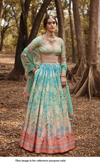 Bollywood Anita Dongre Inspired sea green silk lehenga