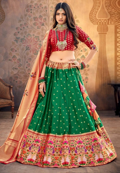 Green upada silk circular lehenga choli 20202C