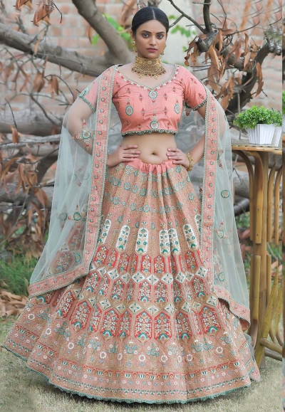 Pink pashmina embroidered lehenga choli 1123