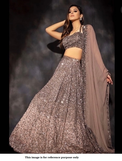 Bollywood model beige sequins wedding lehenga