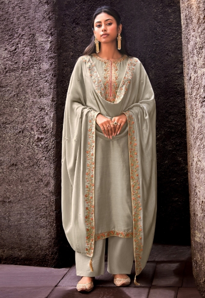 Grey cotton silk kameez with palazzo 1877