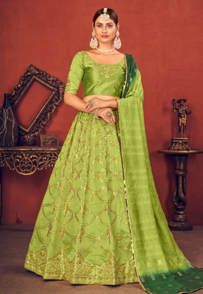 Light green art silk sequins work lehenga choli 1766