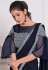 Blue lycra saree with designer blouse 21506