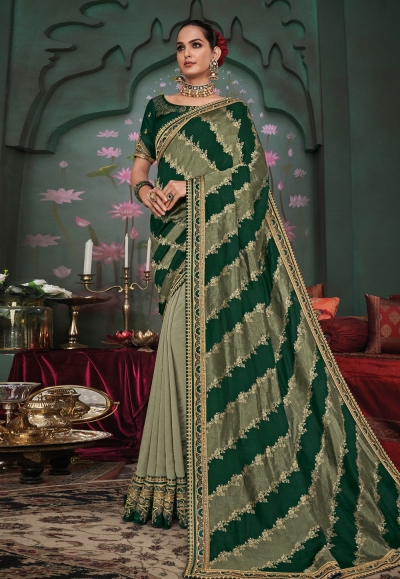 Green silk half n half saree 117921
