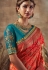 Red banarasi silk festival wear saree 123679