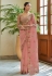 Peach organza party wear saree with blouse 7403