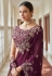 Purple crepe party wear saree with blouse 7405