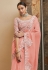 Peach organza saree with blouse 7409