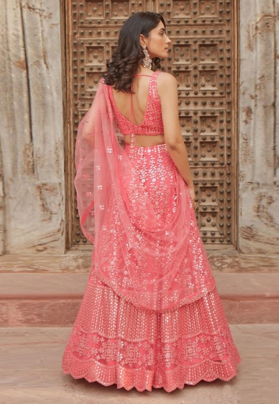 Wonderful Pink Organza Embroidery Work Lehenga Choli main image 1