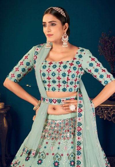 Pista Georgette Lehenga Choli