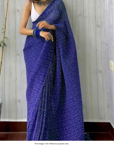 Bollywood model royal blue crush georgette saree