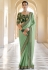 Pista green organza party wear saree 7607