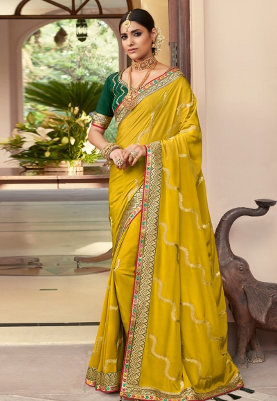 Yellow silk saree with blouse 2608